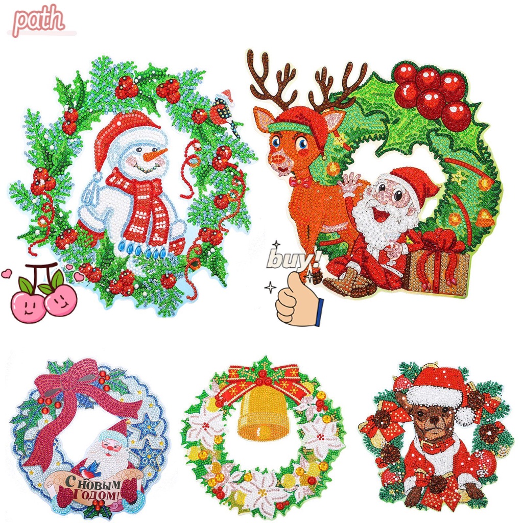 PATH Tranh Đính Đá Treo Tường Trang Trí Hình Ông Già Noel