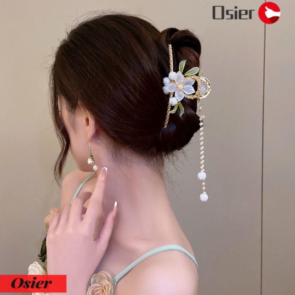 OSIER1 Kẹp Tóc Tua Rua Hình Cá Mập Bằng Kim Loại Phong Cách Cổ Điển Cho Nữ