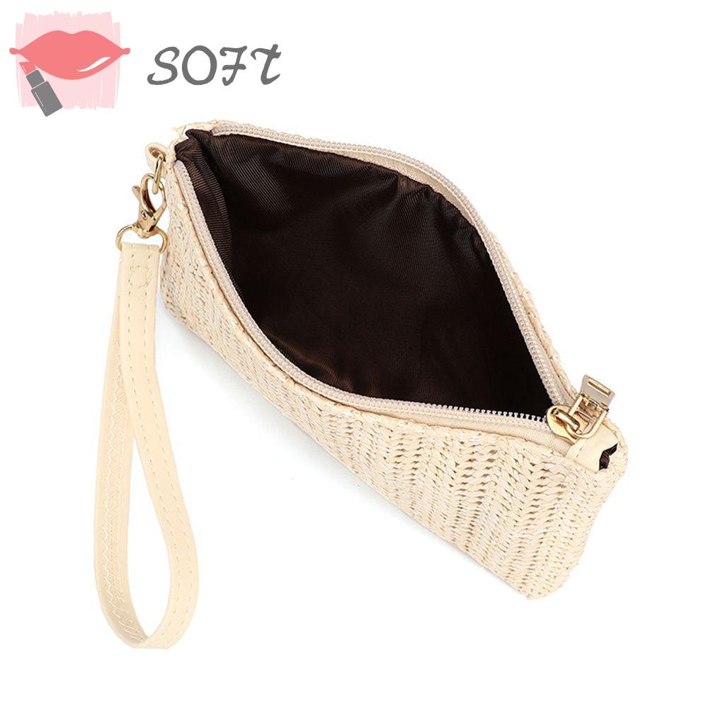 SOFTNESS Ví Cầm Tay Đựng Tiền Xu / Thẻ Bện Dây Thời Trang Đi Biển