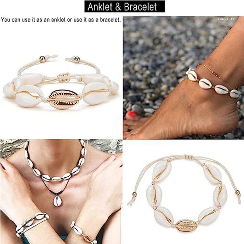 Dây Chuyền Dệt Tay / Vòng Cổ / Chân Hình Vỏ Sò Tự Nhiên Có Thể Điều Chỉnh Thích Hợp Làm Quà Tặng