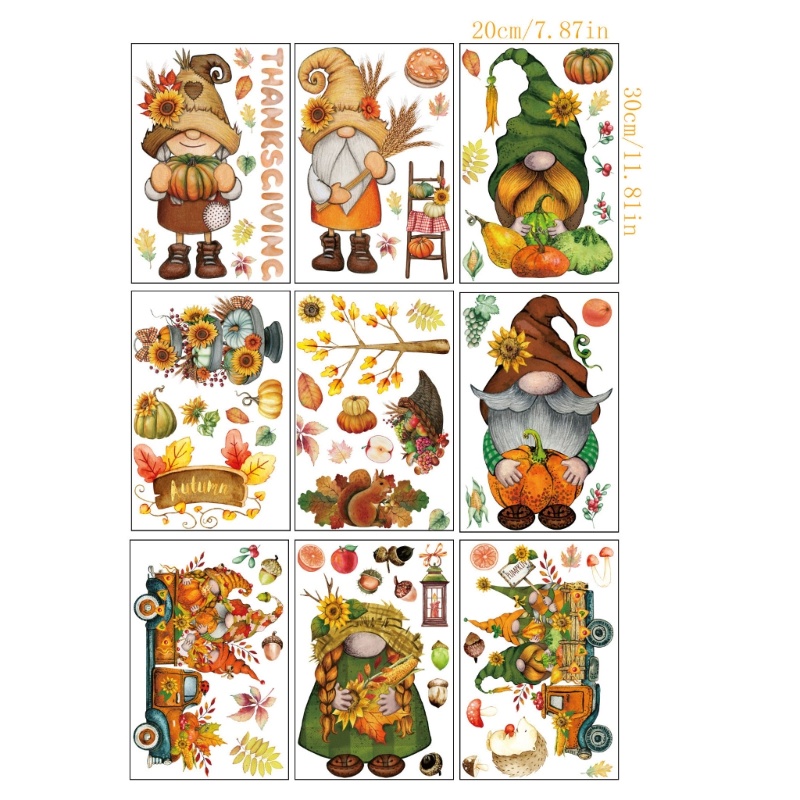 Set 9 Phụ Kiện Trang Trí Cửa Sổ Lễ Tạ Ơn Độc Đáo