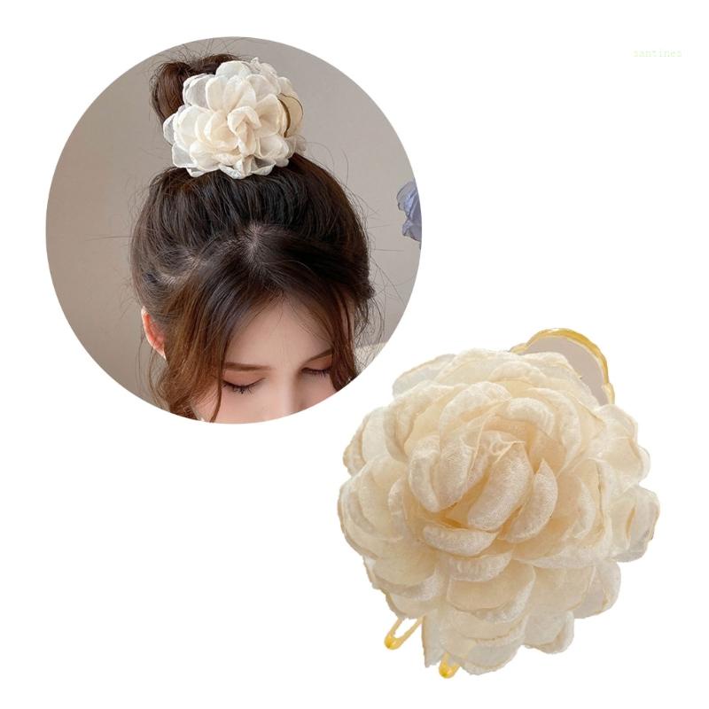 Kẹp Tóc Hình Hoa Trà Lớn Phong Cách Retro Thanh Lịch Cho Cô Dâu