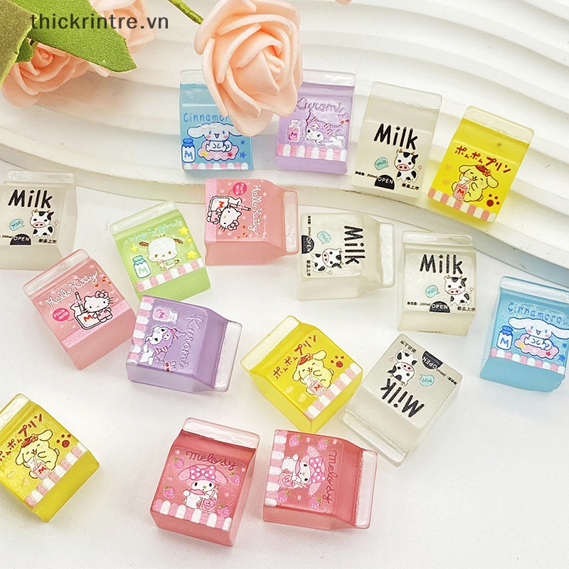 Set 10 Phụ Kiện Trang Trí Điện Thoại Hình Hộp Sữa Hoạt Hình Dễ Thương