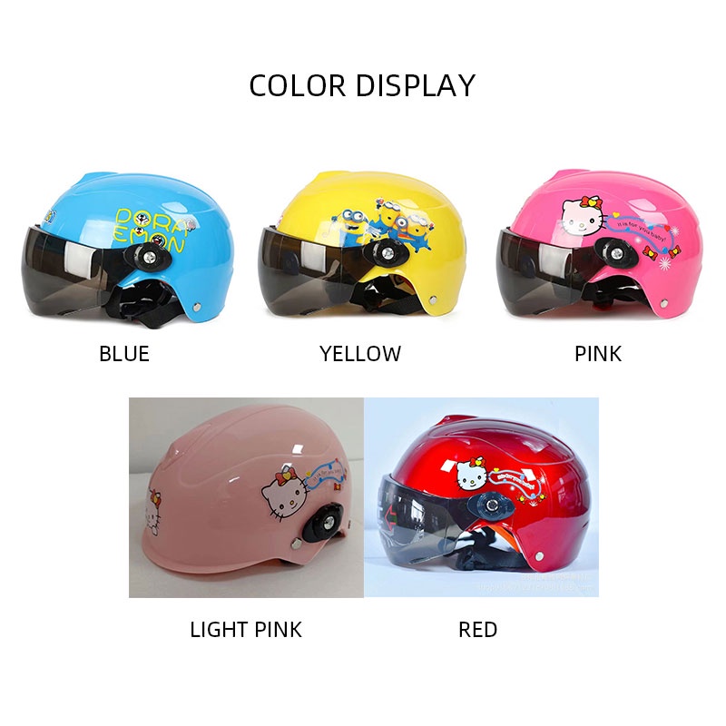 Lebi Mũ Bảo Hiểm Chống Nắng Đi Xe Điện Họa Tiết Hoạt Hình Dễ Thương Thông Dụng Cho Học Sinh Và Trẻ Em