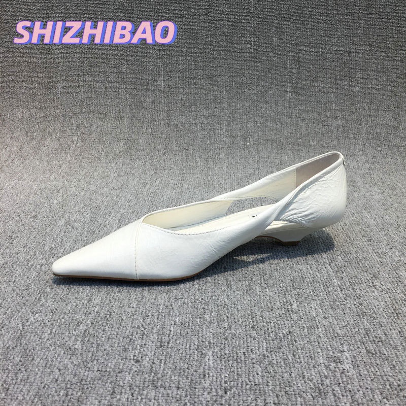 Giày búp bê SHIZHIBAO da bóng mũi nhọn thoải mái thời trang cho nữ