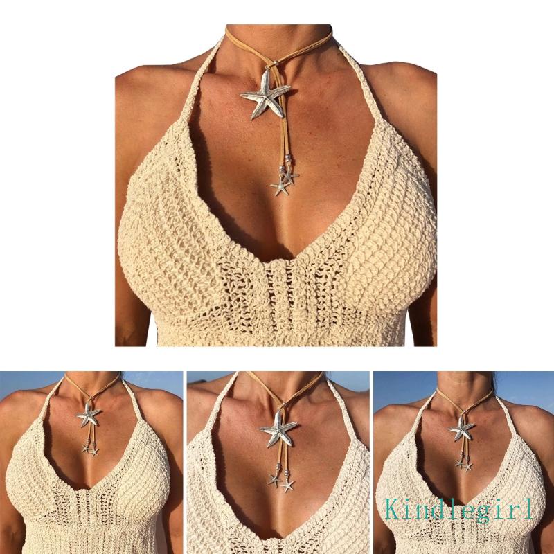 Vòng Cổ Choker Da Mặt Sao Biển Nhỏ Phong Cách Boho Thời Trang