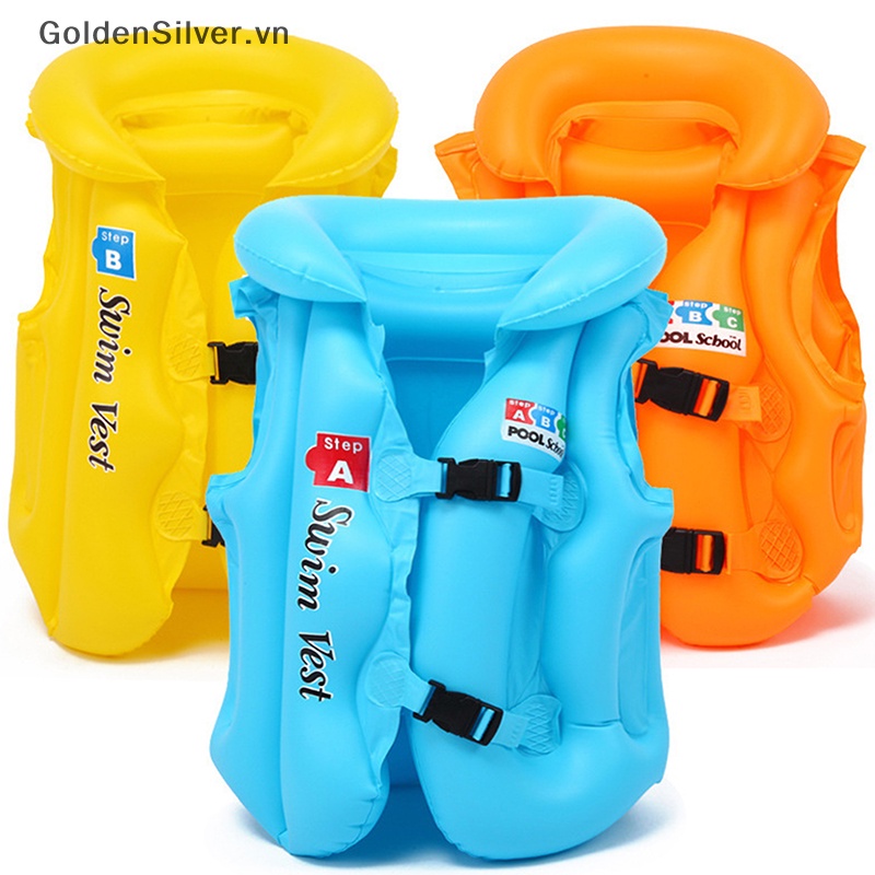 Phao Bơi Bơm Hơi Bằng PVC Màu Vàng Bạc An Toàn Cho Bé