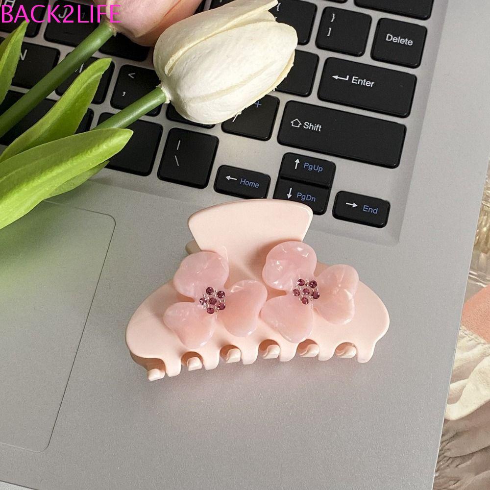 BACK2LIFE Kẹp Tóc Đuôi Ngựa Đính Đá Axit Acetic Phong Cách Hàn Quốc Giá Đỡ