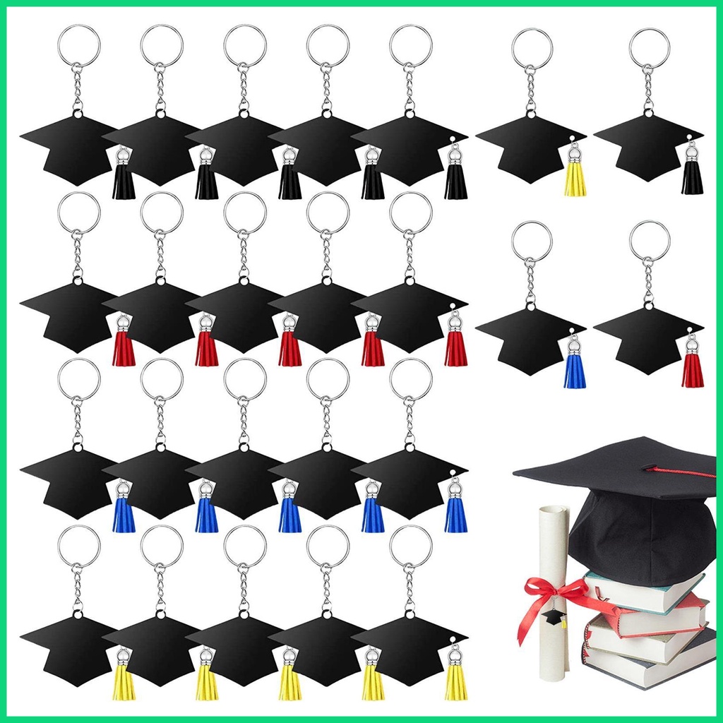 Set 24 Móc Khóa Acrylic Hình Nón Tốt Nghiệp Phối Tua Rua Cho Nam jiwvn