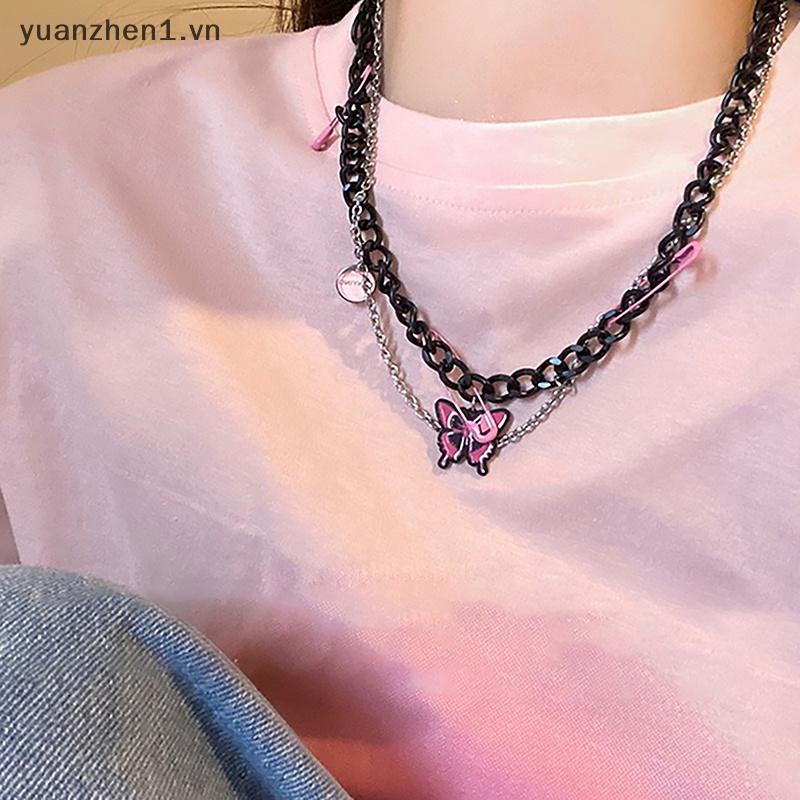 Vòng cổ Mạ Vàng Hồng / Đen Mặt Hình Bướm Thời Trang Cho Nữ ZHEN Y2K