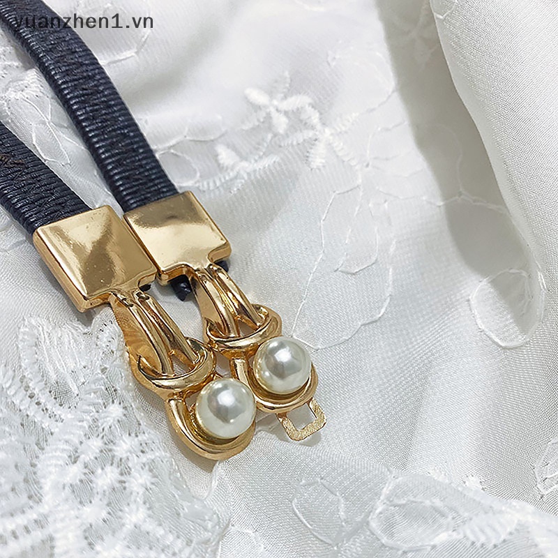 Thắt Lưng Bản Nhỏ Co Giãn Hai Khóa Ngọc Trai Thanh Lịch Cho Nữ