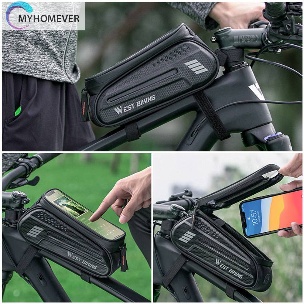 Túi Đựng Đồ Gắn Khung Xe Đạp Chống Nước Có Lỗ Tai Nghe 1.5L