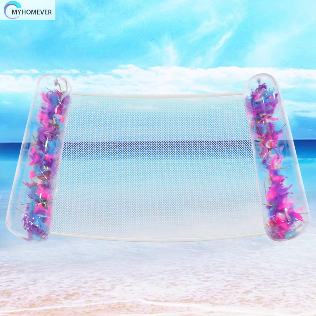 Giường Phao Bơi Bơm Hơi Bằng PVC Trong Suốt Kèm Lưới Tiện Dụng