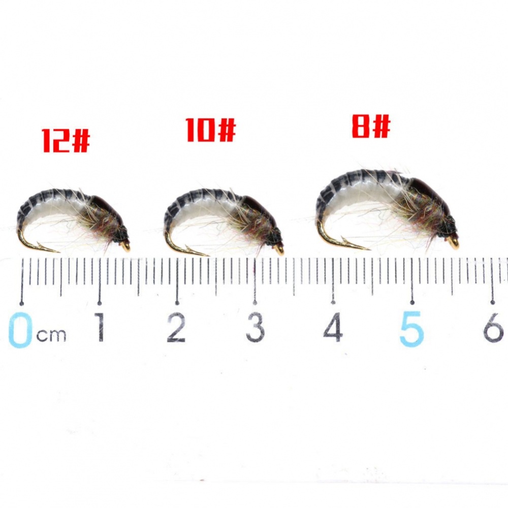 Mồi Câu Cá Giả Hình Côn Trùng Màu Trắng Đen 8 # / 10 # / 12 # / 14 #