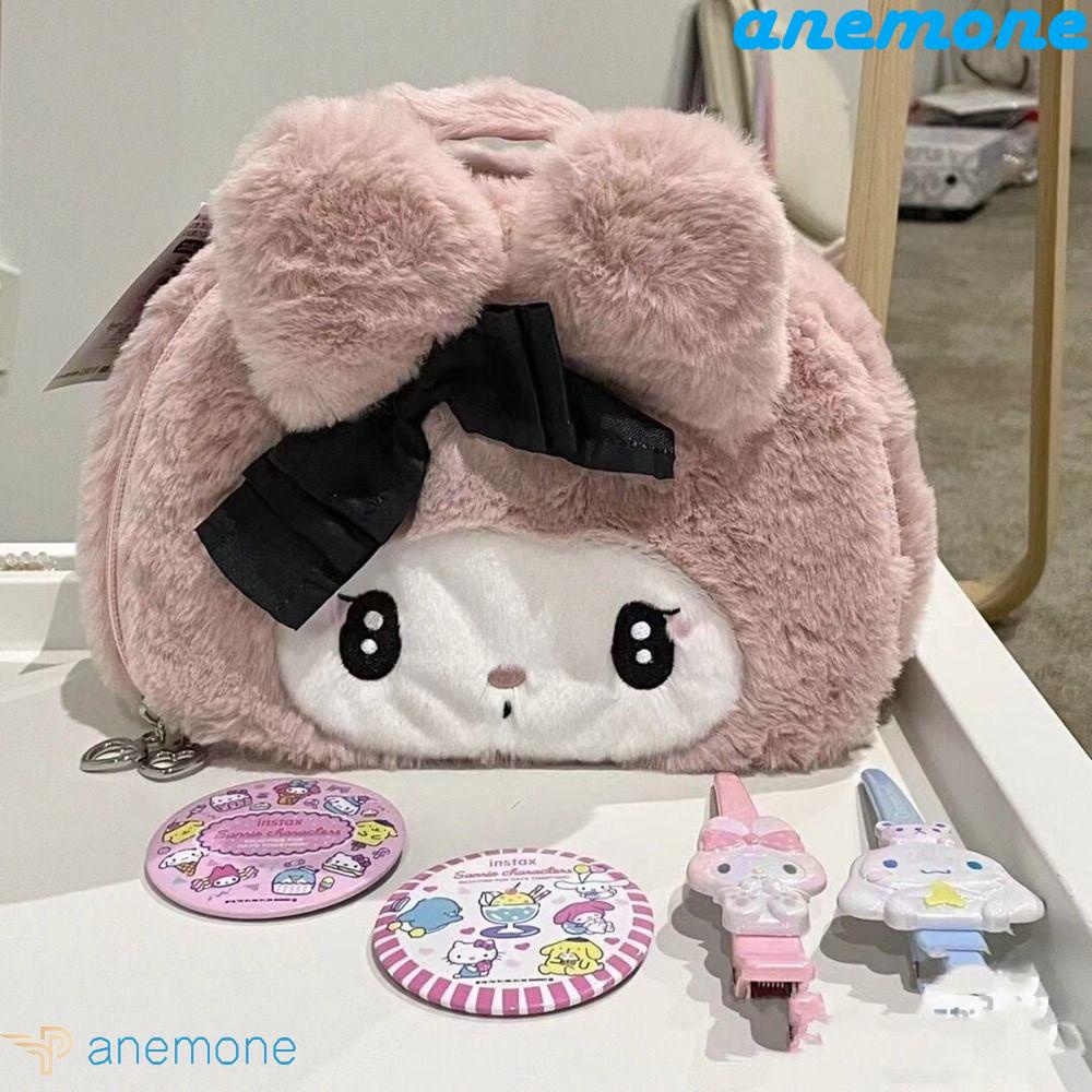 ANEMONE Túi Đựng Mỹ Phẩm Kuromi Bằng Vải Bông Sức Chứa Lớn Họa Tiết Melody Hoạt Hình