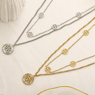 Vòng cổ Thép Titan Mặt Chữ Tory Burch Thời Trang Cho Nam Nữ