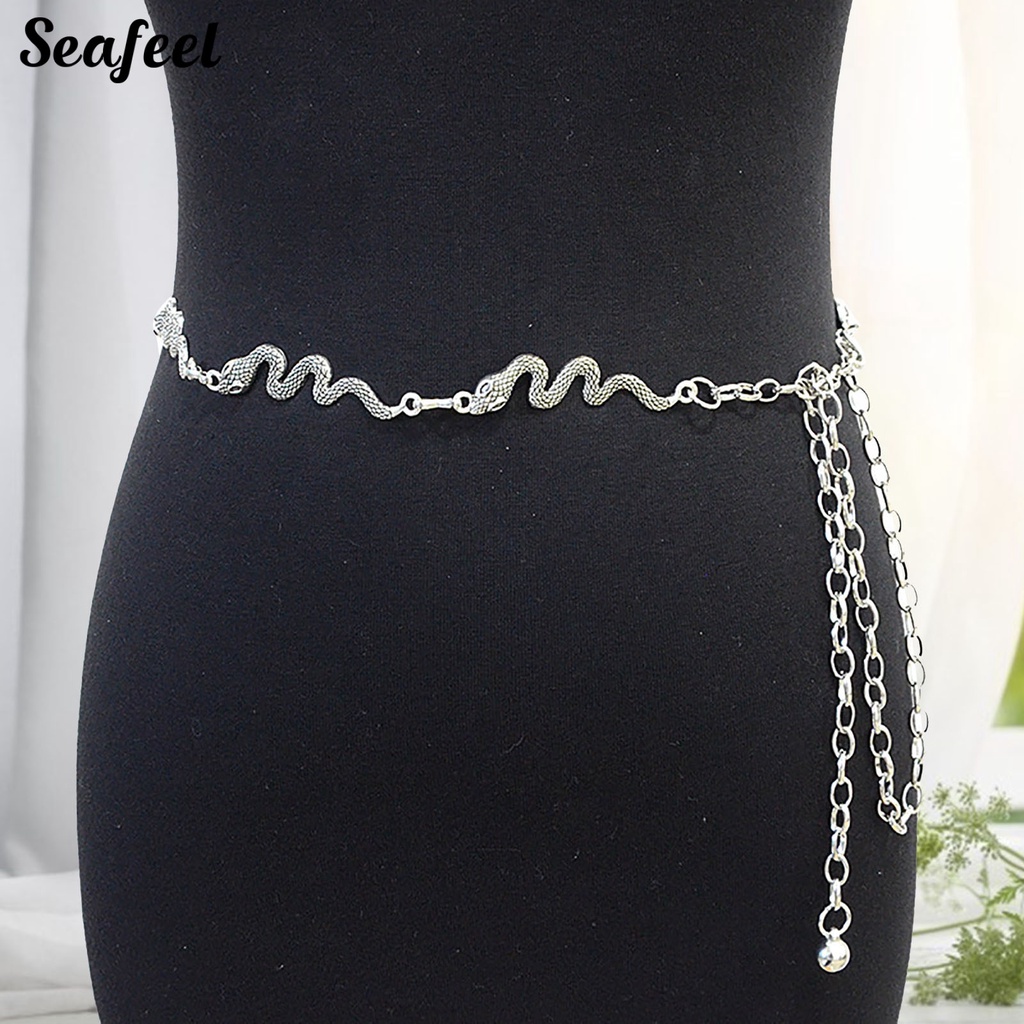 Dây Xích Kim Loại Mạ Bạc Đeo Thắt Lưng Có Thể Điều Chỉnh Cho Nữ