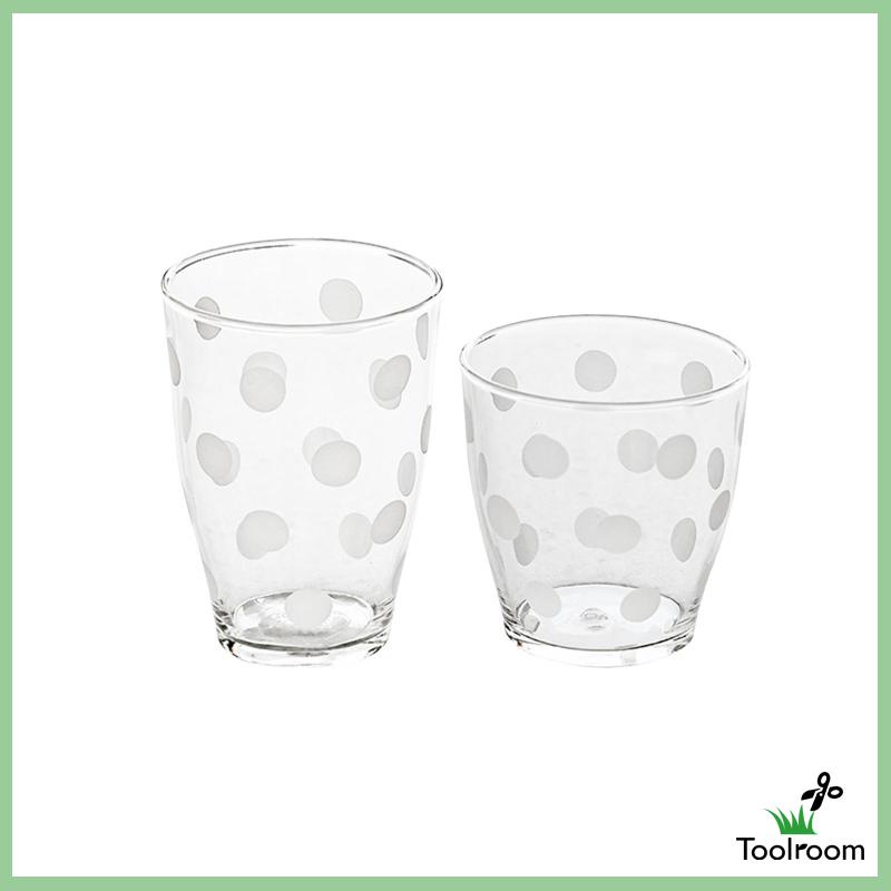 Kính Cốc Uống Cà Phê Bằng Thủy Tinh Trong Suốt Họa Tiết Chấm Bi Trắng Phong Cách Vintage