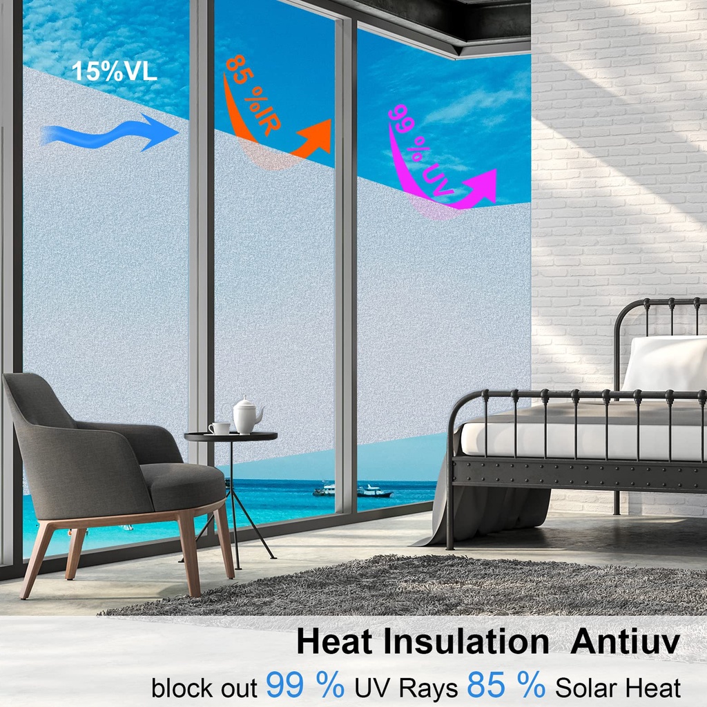 1 Cuộn Phim Dán Cửa Sổ Bằng PVC Nhám Chống Nước Chịu Nhiệt Tự Nhiên Giảm Mệt Mỏi Có Thể Tái Sử Dụng