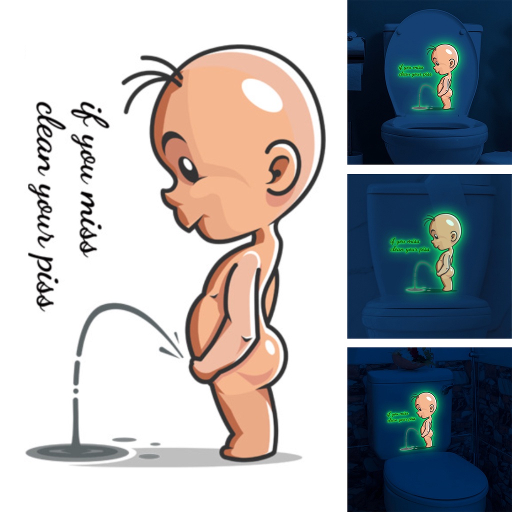 Miếng Dán Trang Trí Toilet In Chữ Dạ Quang Tự Dính Chống Thấm Nước Tiện Dụng