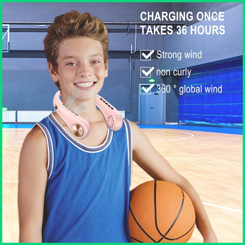 Quạt Đeo Cổ Không Cánh Có Thể Điều Chỉnh Và Sạc Lại Kèm Đèn LED Hiển Thị Rảnh Tay Gió Mạnh jiwvn Jwvn