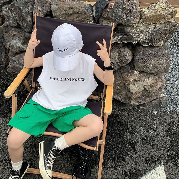 Áo Thun Cotton Sát Nách Dáng Rộng Thoải Mái Phong Cách Hàn Quốc Thời Trang Mùa Hè Cho Bé Trai