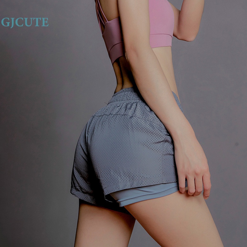 Quần Short Thể Thao Lưng Cao Dáng Rộng Khô Nhanh Chống Trượt Thoáng Khí Thời Trang Mùa Hè Cho Nữ