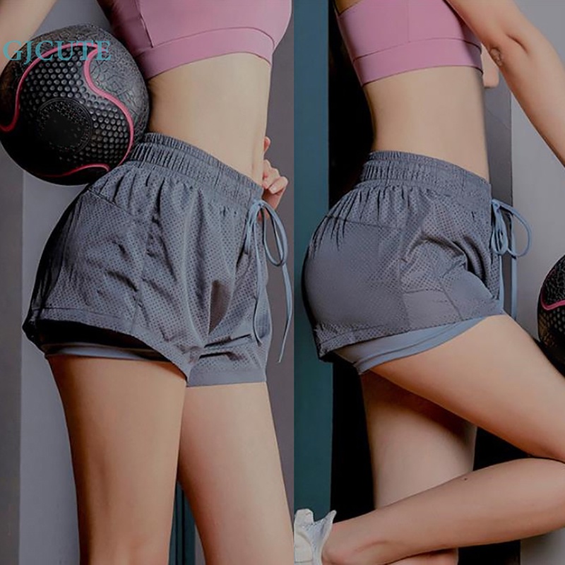 Quần Short Thể Thao Lưng Cao Dáng Rộng Khô Nhanh Chống Trượt Thoáng Khí Thời Trang Mùa Hè Cho Nữ