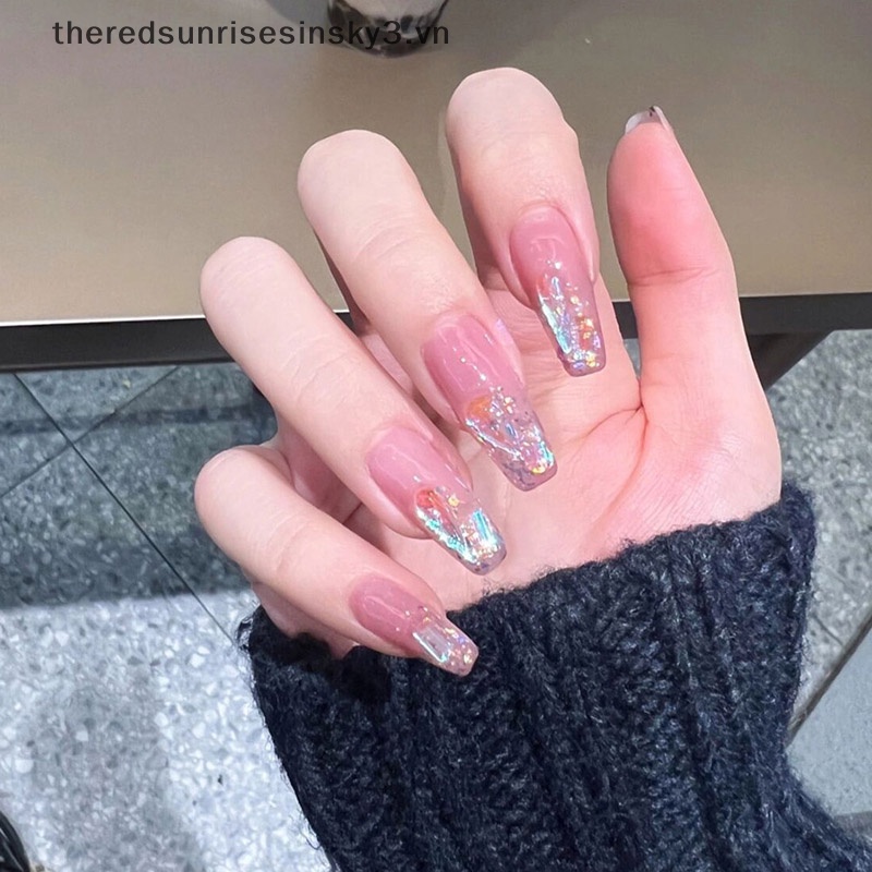 Bộ 50 Móng Tay Giả Hình Rắn Đính Pha Lê Lấp Lánh Thời Trang