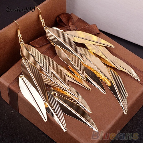 [EMDEN] Bông Tai Móc Dáng Dài Hình Chiếc Lá Nhiều Lớp Phong Cách Baroque Cổ Điển Cho Nữ