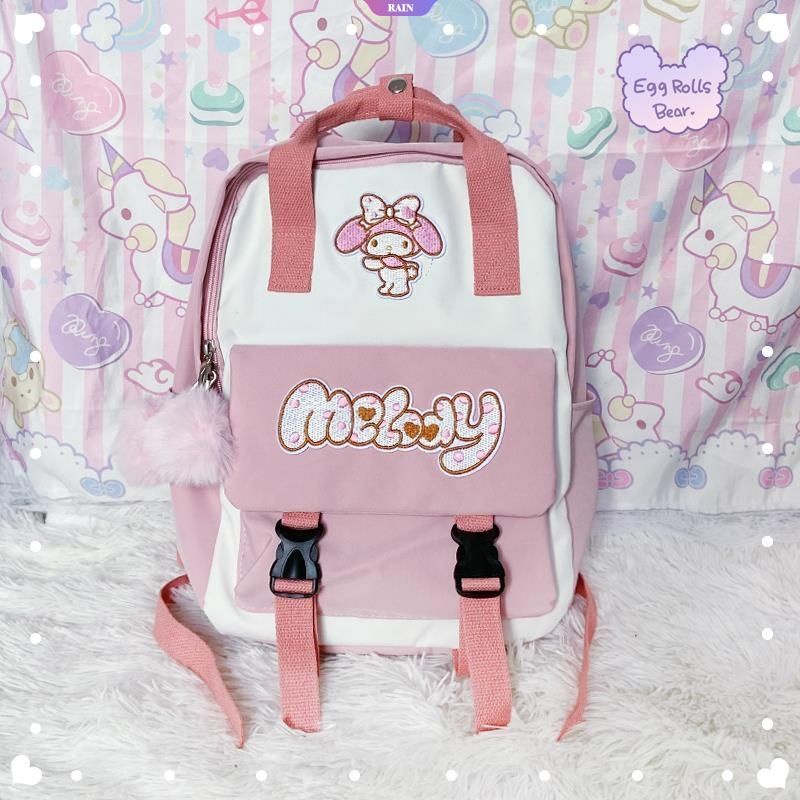 SANRIO Balo Nylon Kích Thước Lớn Thêu Họa Tiết Hoạt Hình Cinnamoroll My Melody Kuromi Phong Cách Nhật Bản Cho Nữ Y2k