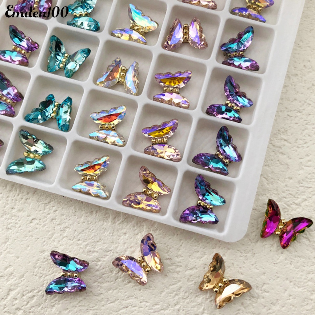 Bộ 10 Phụ Kiện Trang Trí Móng Tay Hình Bướm 3D Sang Trọng