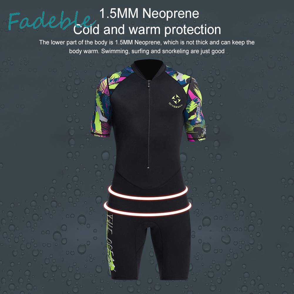 Bộ Đồ Lặn Toàn Thân Chống Tia UV Cao Su Tổng Hợp Có Khóa Kéo Trước Dày 1.5MM
