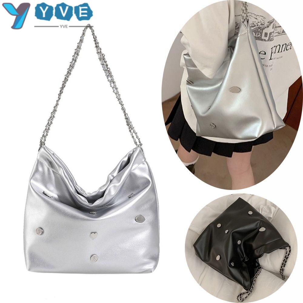 YVE Túi Tote Đeo Vai / Xách Tay Cỡ Lớn Bằng Da Có Quai Xích Thời Trang Mùa Hè Cho Nữ