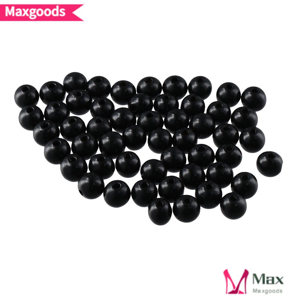 MAXG Bộ 100 Hạt Gỗ Tròn 20mm Lỗ Lớn 5mm Màu Đen Làm Trang Sức