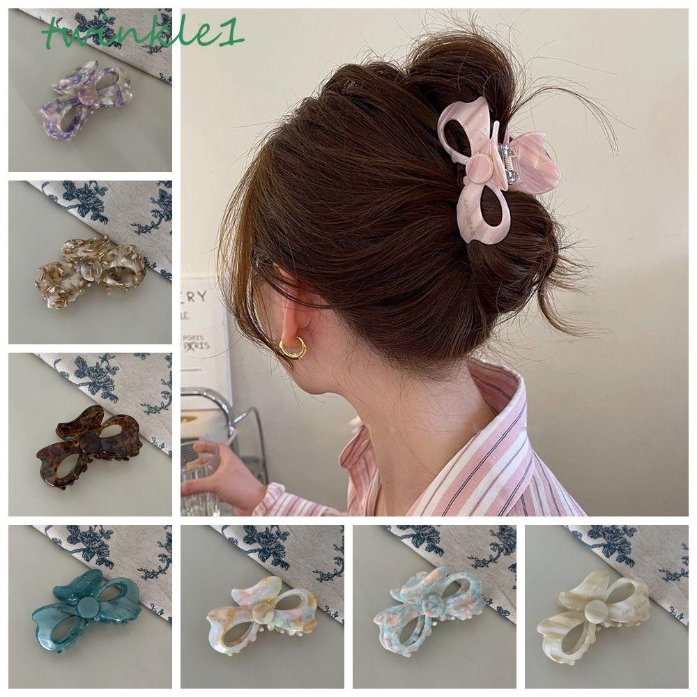 TWINKLE Kẹp Tóc Đuôi Ngựa Đính Nơ In Họa Tiết Hoa Xinh Xắn Thời Trang Cho Nữ