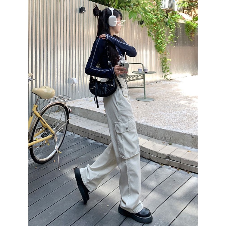 Quần Jean Dài Ống Rộng Lưng Cao Phong Cách Hip Hop Đường Phố Mỹ Ngọt Ngào Thời Trang Xuân Hè Mới Cho Nữ