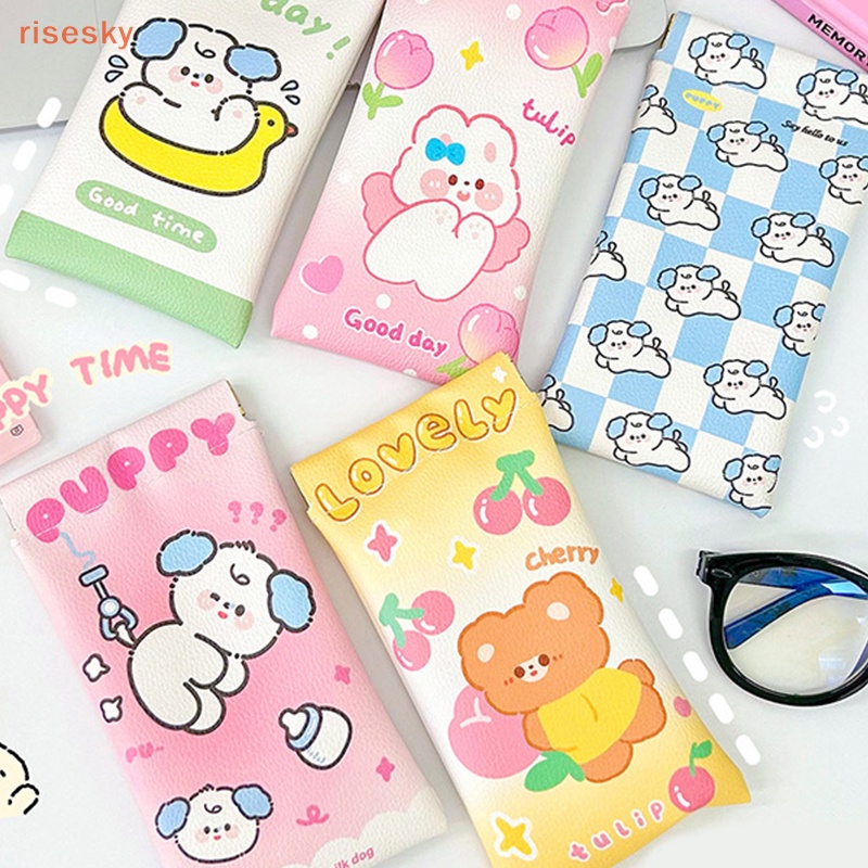 Hộp Đựng Mắt Kính Bằng Da PU Họa Tiết Hoạt Hình Chú Chó Dễ Thương Tiện Dụng Cho Học Sinh