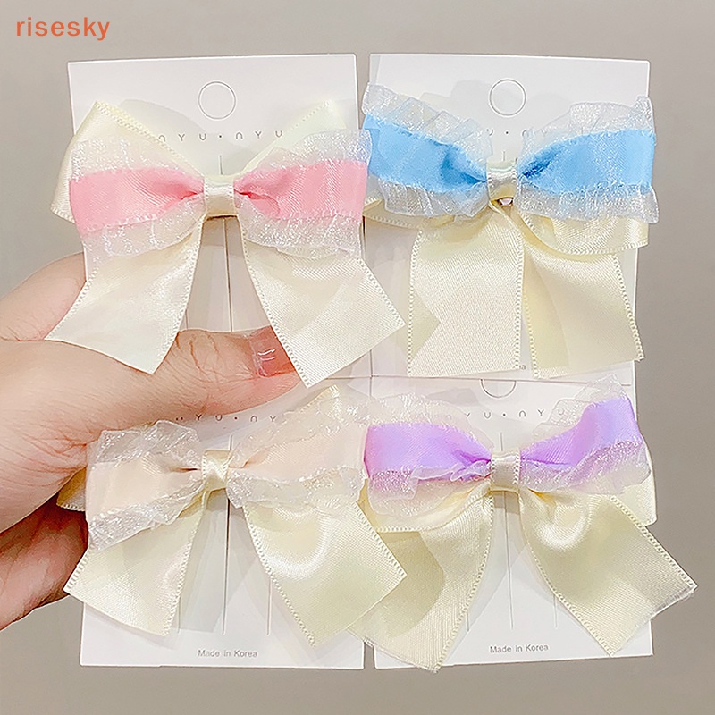 Kẹp Tóc Nơ Lưới Thời Trang Ngọt Ngào Cho Bé Gái