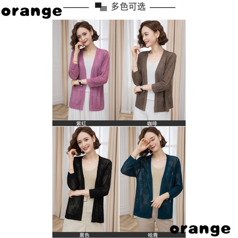 Áo Khoác Cardigan Dệt Kim Mỏng Chống Nắng Thoáng Khí Thời Trang Xuân Thu Cho Nữ Trung Niên