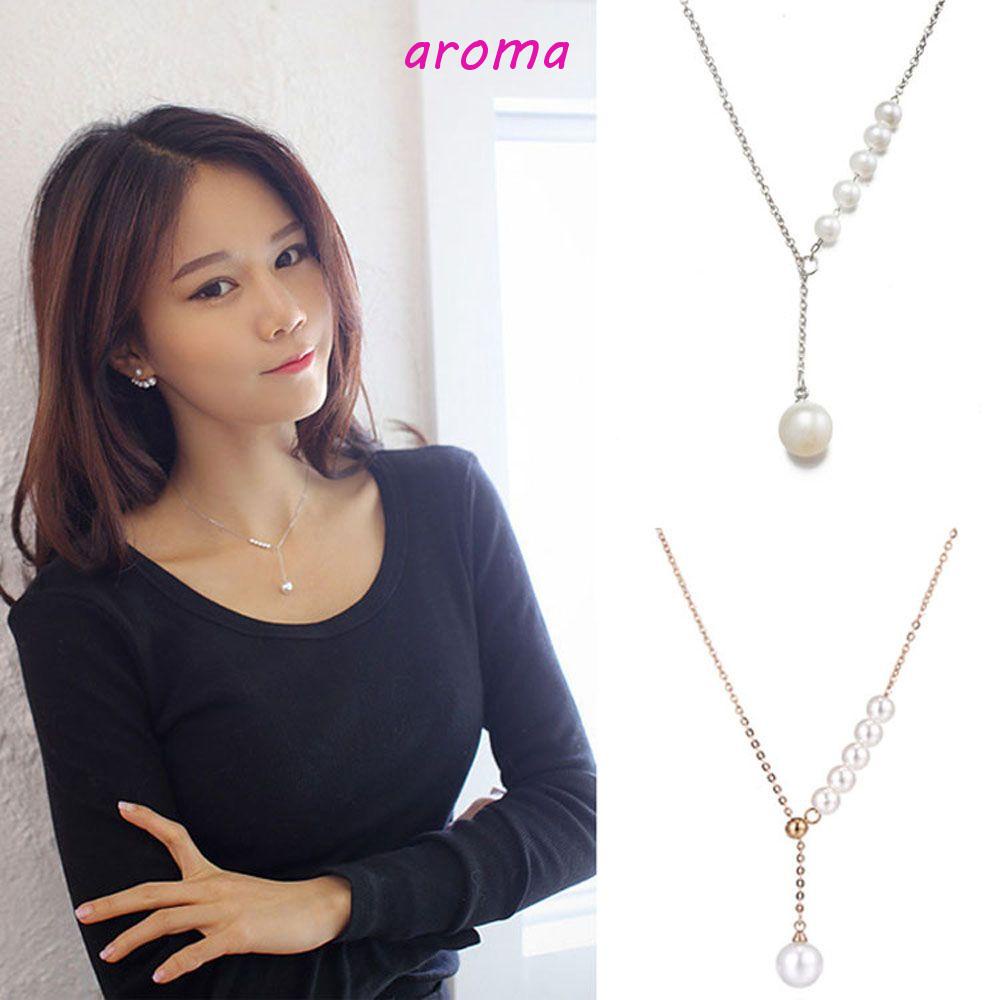 AROMA Vòng cổ Dáng Dài Phong Cách Hàn Quốc Đơn Giản Cho Nữ