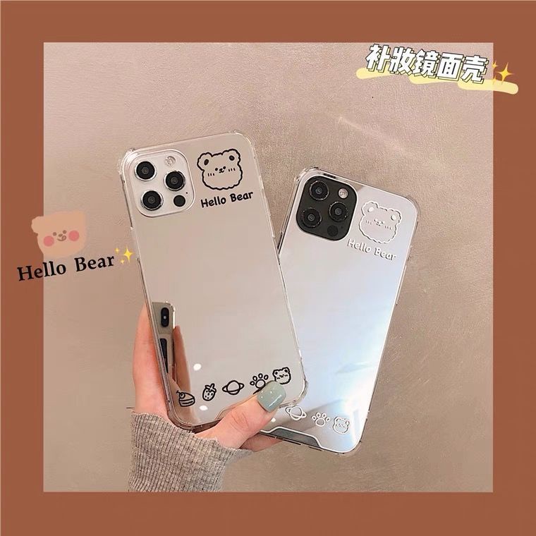 Ốp Điện Thoại Mặt Gương Hình Gấu Đáng Yêu