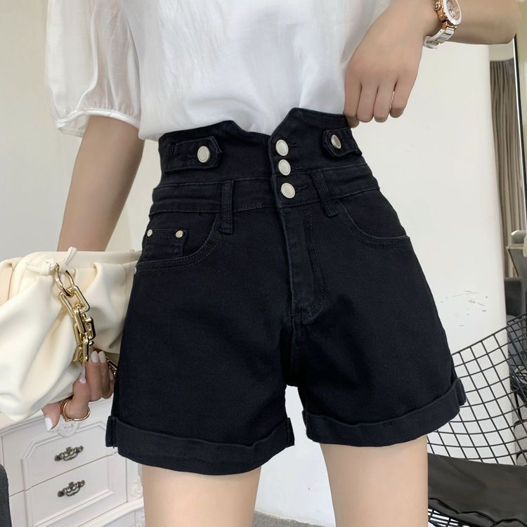 Quần Short Denim Lưng Cao Dáng Ôm Cỡ Lớn Phong Cách Hàn Quốc Thời Trang Cho Nữ