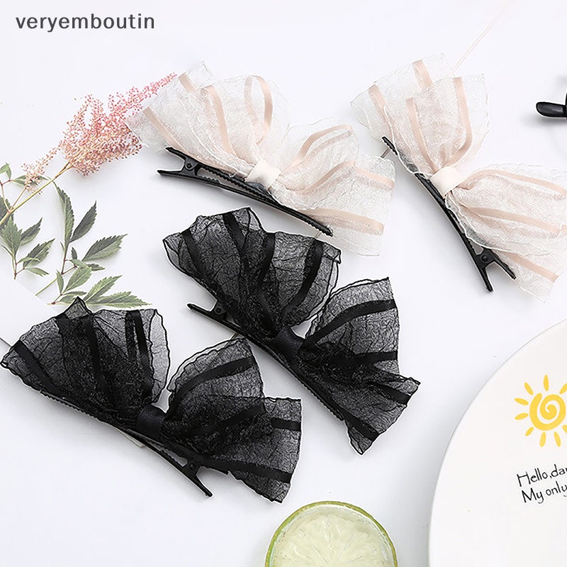 Kẹp Tóc Hình Nơ Ren Phong Cách Hàn Quốc Ngọt Ngào Thời Trang Cho Nữ