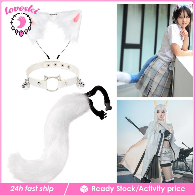 Set 3 Món Gồm Vòng Cổ Choker Và Đuôi Lông Nhung Hóa Trang Nhân Vật Anime