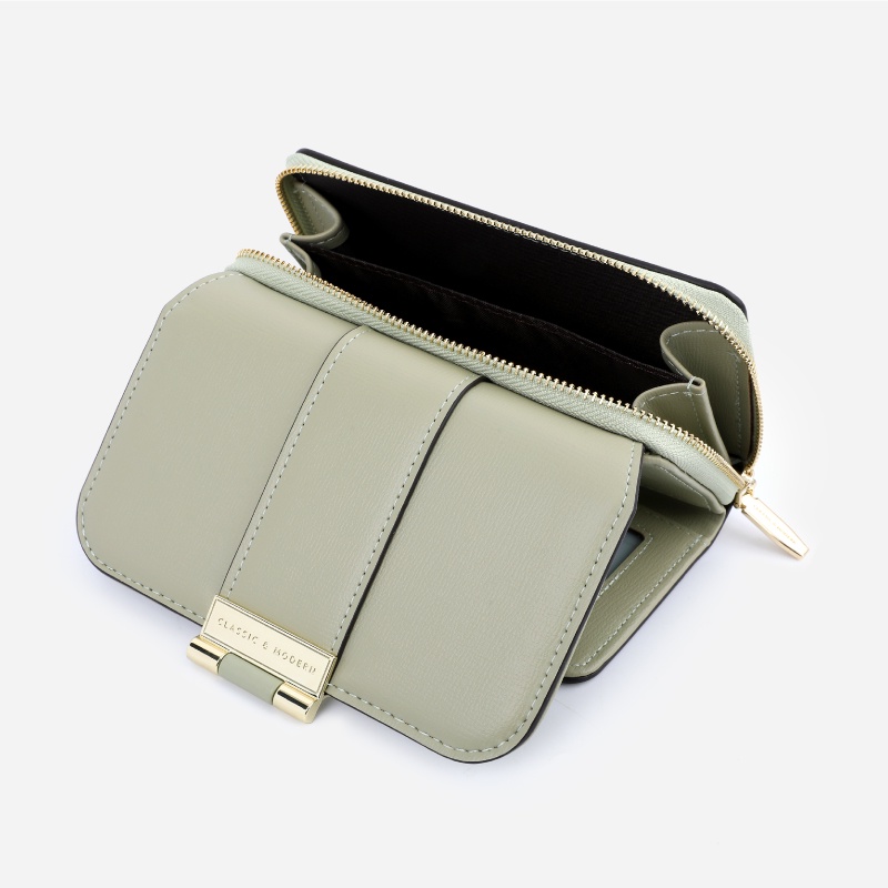 Ví Gấp Ba Đa Năng Màu Trơn Thời Trang Cho Nữ