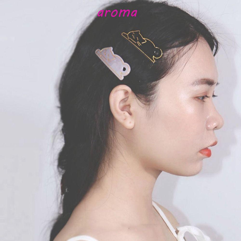 AROMA Kẹp Tóc Hình Mèo Phong Cách Retro Đơn Giản Cho Nữ