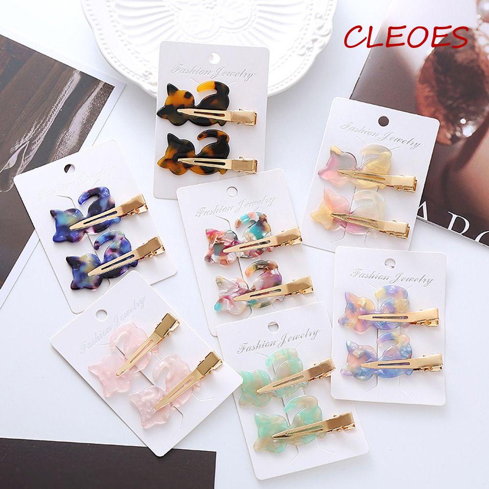 CLEOES Kẹp Tóc Acetate Không Uốn Cong Thời Trang Hàn Quốc Dễ Thương Cho Nữ