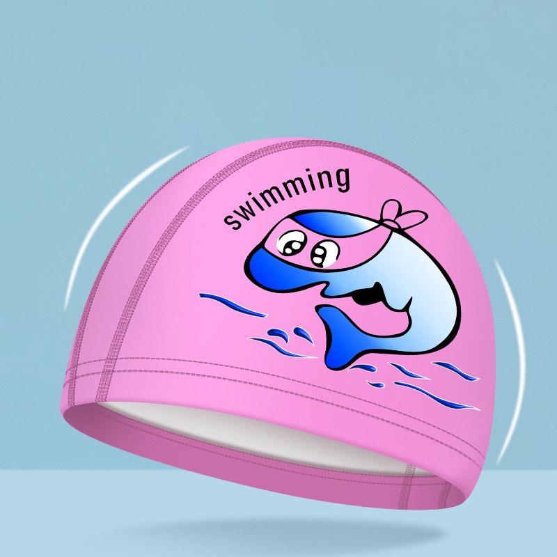 Mũ bơi DEUKIO da PU họa tiết hoạt hình dễ thương dành cho trẻ em