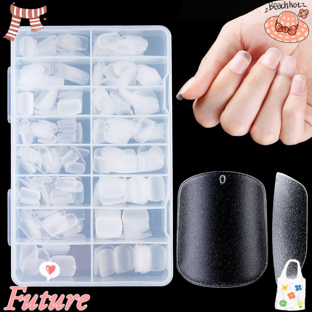 FUTURE Bộ Móng Tay Giả Trong Suốt 11 Kích Cỡ Dạng Nhấn Che Phủ Toàn Diện Màu Nhám Và Nửa Móng Tay DIY